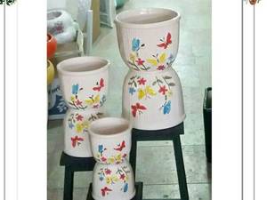 گل و پروانه 3 تای زیر لعابی 