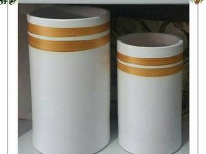 گلدان استوانه 2 تایی سفالی سفید