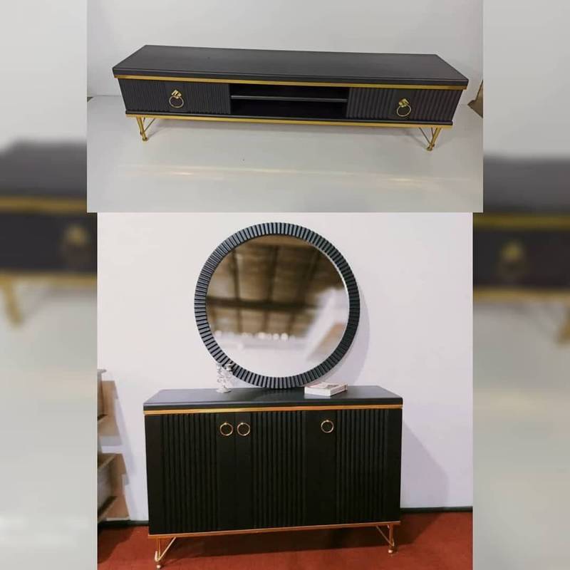 آینه کنسول و میز Tv مدل ابر و باد چوب تمام Mdf وکیوم