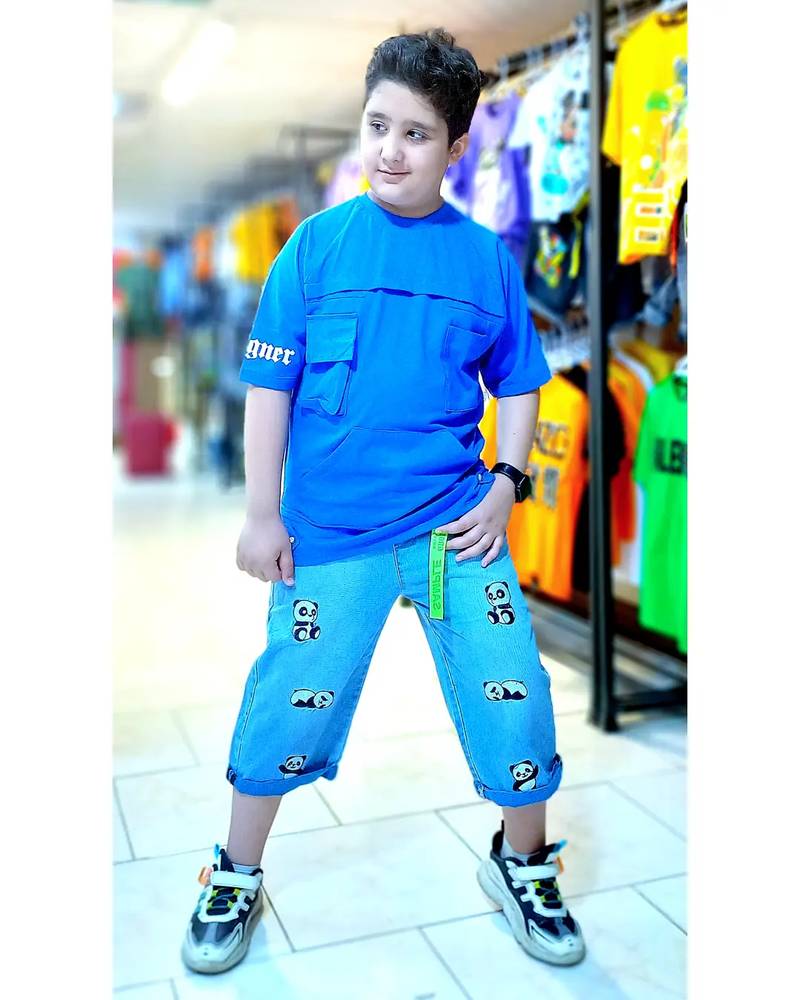 ست بلوز شلوارک پسرانه لی کاغذی