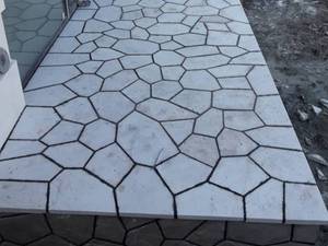 اجرای سنگ کف فرزی ورقه  با سنگ کوهی 