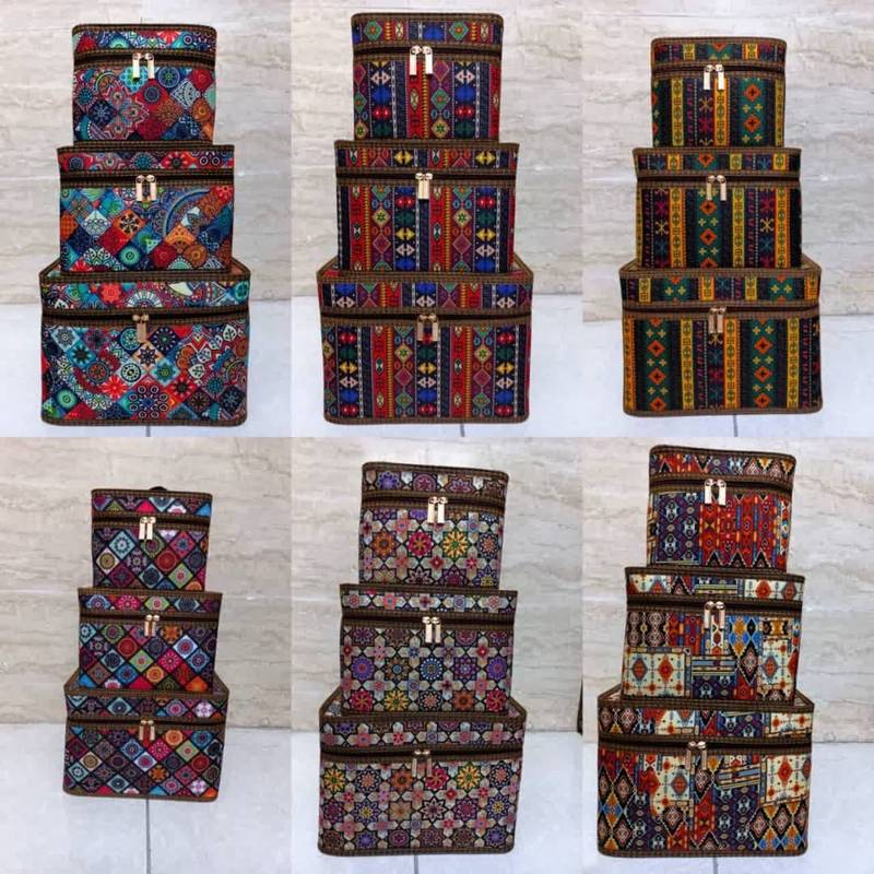 باکس ۳ تایی پارچه کرپ چاپی
