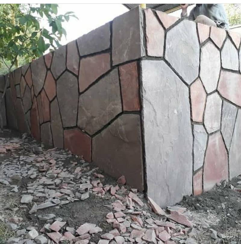 نصب سنگ لاشه روی دیوار