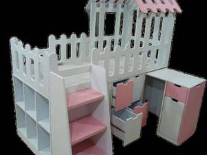 تخت خواب دخترانه و پسرانه کلبه ای برند دلونا