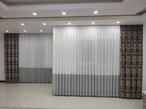 پرده کتان دورنگ با کناره مخمل