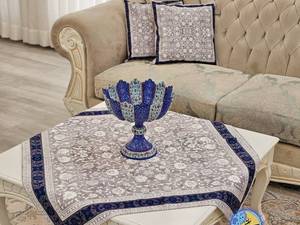 رومیزی مخملکوب (چاپی) طوسی نقره 