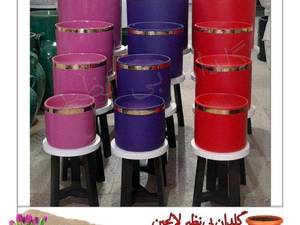 گلدان استوانه دور طلایی