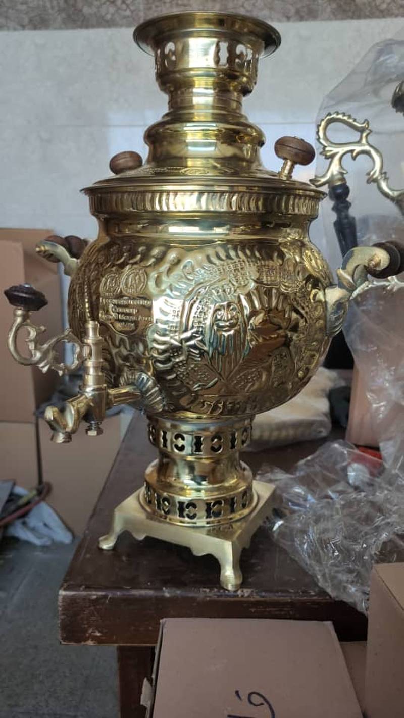 خرید سماور ۶ لیتری دسته شاخ قلم شیر خورشید