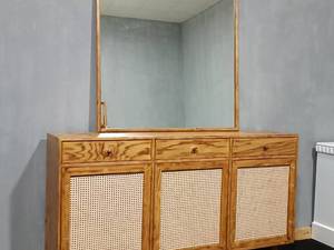خرید و قیمت کنسول چوبی حصیری 3 کشویی