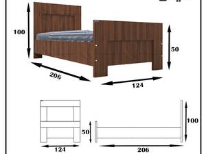 تخت خواب یکنفره اعیان مدل FH563 سایز 120x200 سانتی متر
