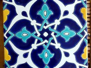 کاشی هفت رنگ آبی و زرد