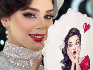مدل میکاپ عرسو با رژ قرمز چالوس