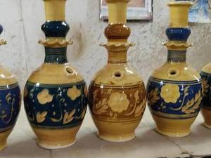 قلیان سفالی تنباکویی لعابی تزئینی