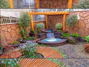 محوطه سازی جذاب با طراحی آلاچیق و آبنما
