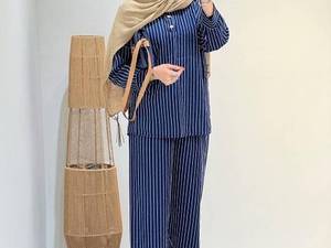خرید شومیز شلوار ست خط دار بهاری