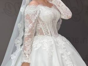 خرید لباس عروس ترکیبی حریر و دانتل در رشت
