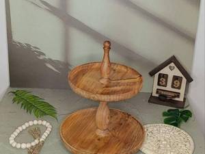 شیرینی خوری دوطبقه پایه دار چوبی