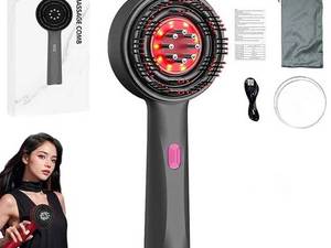 شانه ماساژور اسکالپ سر با نور LED و قابلیت روغن‌تراپی مدل شارژی