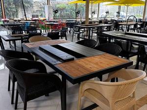 سفارش میز آتشدان ترکیبی فلز و چوب در رشت