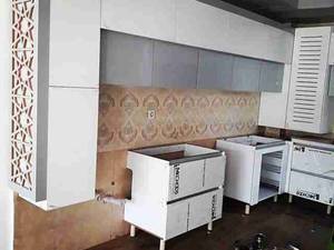 مدل کابینت سفید طوسی هایگلاس