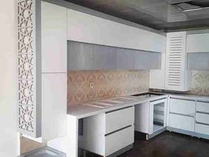 مدل کابینت سفید طوسی هایگلاس