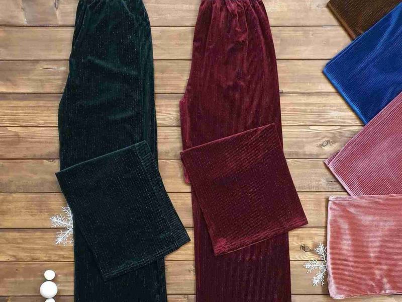 شلوار کبریتی و گشاد لمه دار مخملی