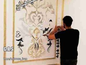 اجرای  گلدان آینه کاری موتیف