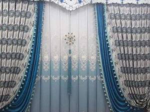 پرده حریر ابرنگی گل برجسته