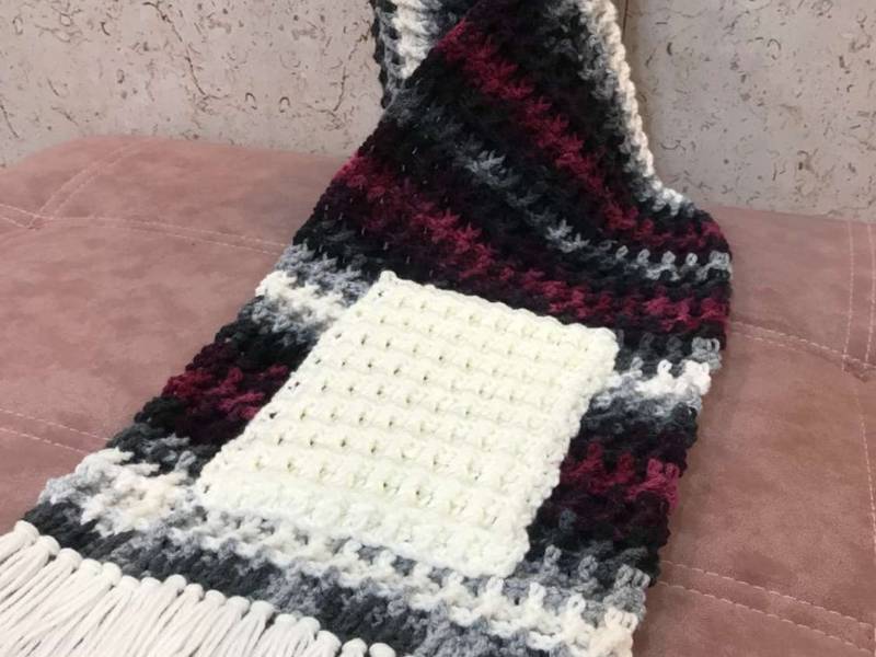 شالگردن قلاب بافي مدل وافلي