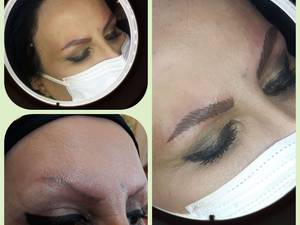 هاشور ابرو با دستگاه روی ابرو تاتو شده