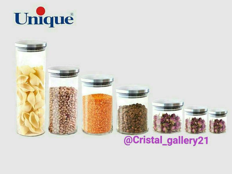 بانکه شيشه ای با درب استيل یونیک