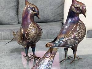 ساخت مجسمه کبوتر طلا کوب و نقره کوب شده