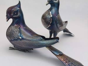 مجسمه کبوتر نقره کوب