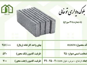 بلوک دیواری توخالی 8 جداره با 21 سوراخ