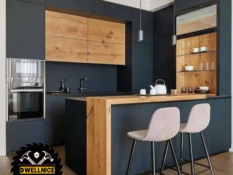 کابینت دو پله vis pan دودی و طرح چوب