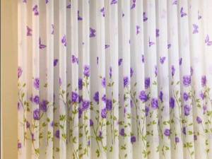 پرده حریر و ساتن رز  پروانه ای