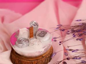 شمع کاسه ای رز ماکارون نقره ای