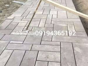 نصب سنگ مالون طبیعی به صورت حصیری آجری با سنگ ورقه ای