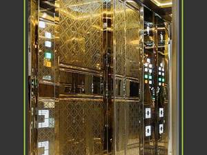کابین آسانسور 6 نفره استیل دودی طلایی