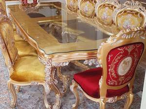 مبلمان خرچنگی رنگ چوب ورق طلا پتینه سفید