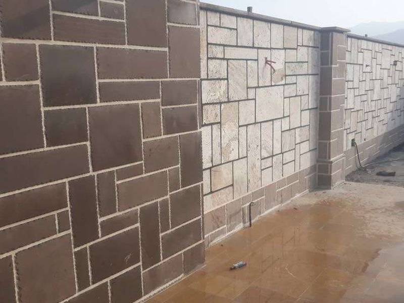 اجرای سنگ مالون ورقه ای طبیعی به صورت حصیری