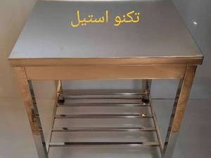 میز کار تمام استیل دیواری یا پشتی دار