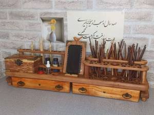 قلمدان چوبی با چوب زیبای توسکا