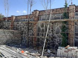 نصب سنگ کاری نمای دیوار بصورت برشی 