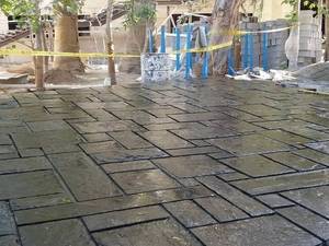 نصب سنگفرش با سنگ مالون ورقه اي طبيعي 