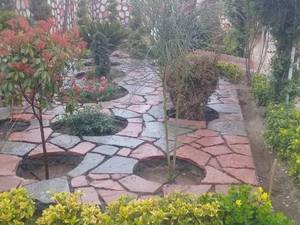 اجرای سنگ لاشه سنگ مالون و سنگ ورقه ای 